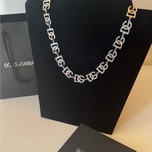 Dolce & Gabbana Black and Silver Logo Necklace